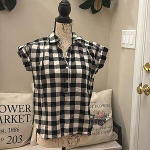 EUC Loft Small Gingham Dollman Henley Top